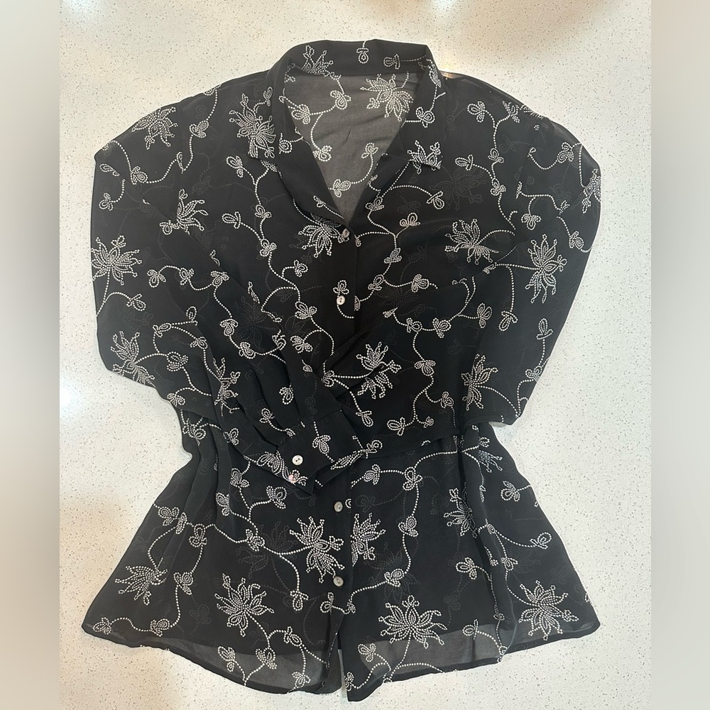 Sheer Floral Black and White Women’s Swimsuit Coverup